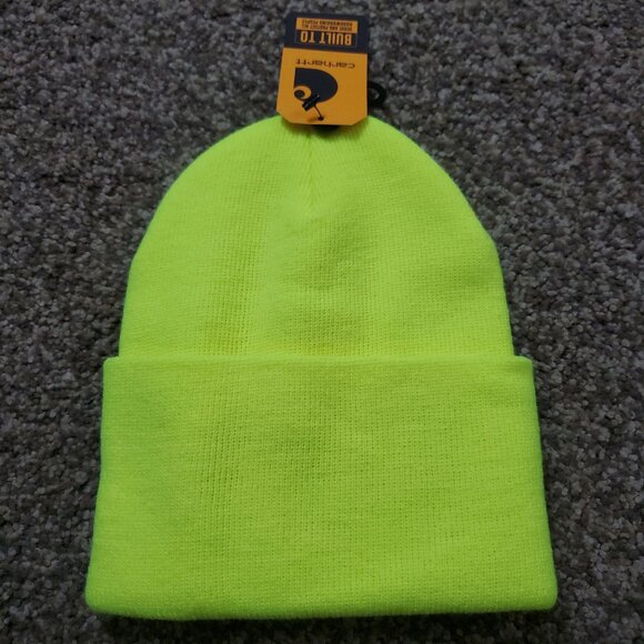 Carhartt Knit Cuffed Beanie - Hunter Highlighter Neon Yellow - Picture 4 of 6
